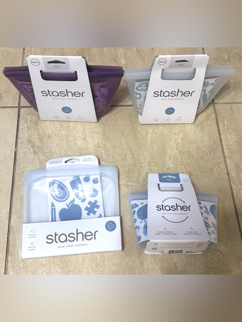 Stasher™ Silicone Reusable 2- 4 Cup Bowls, 2-Cup, and 1 Sandwich - Picture 2 of 11
